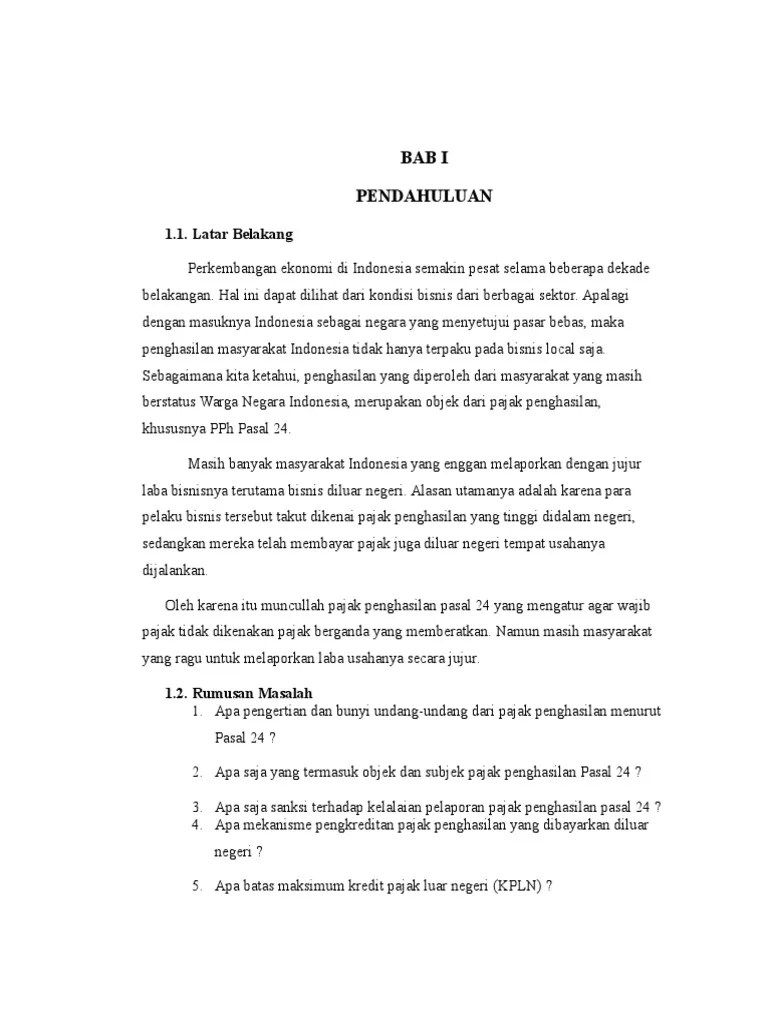 Latar Belakang Makalah PPH Pasal 24 | PDF