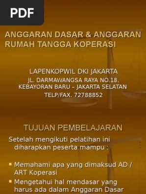 26/01/2011 · menyetujui isi anggaran dasar, anggaran rumah tangga dan ketentuan/peraturan khusus lainnya yang berlaku di koperasi. Anggaran Dasar Anggaran Rumah Tangga Koperasi Pdf