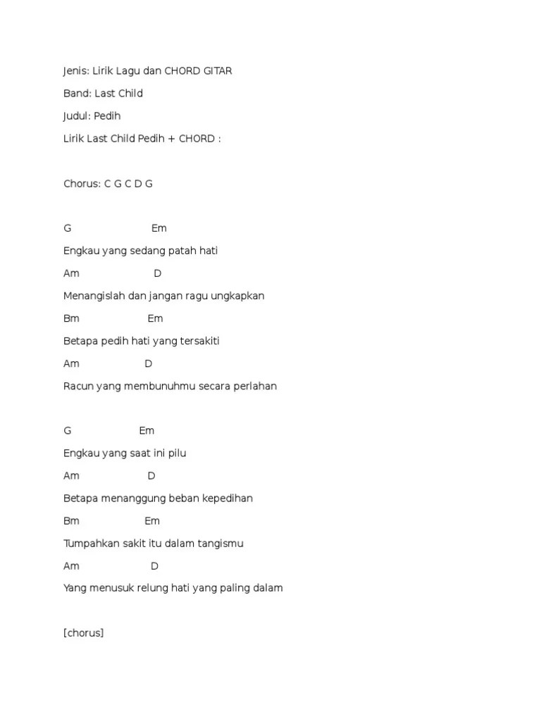 Gitar engkau yang sedang patah hati. Kunci Gitar Pedihjenis