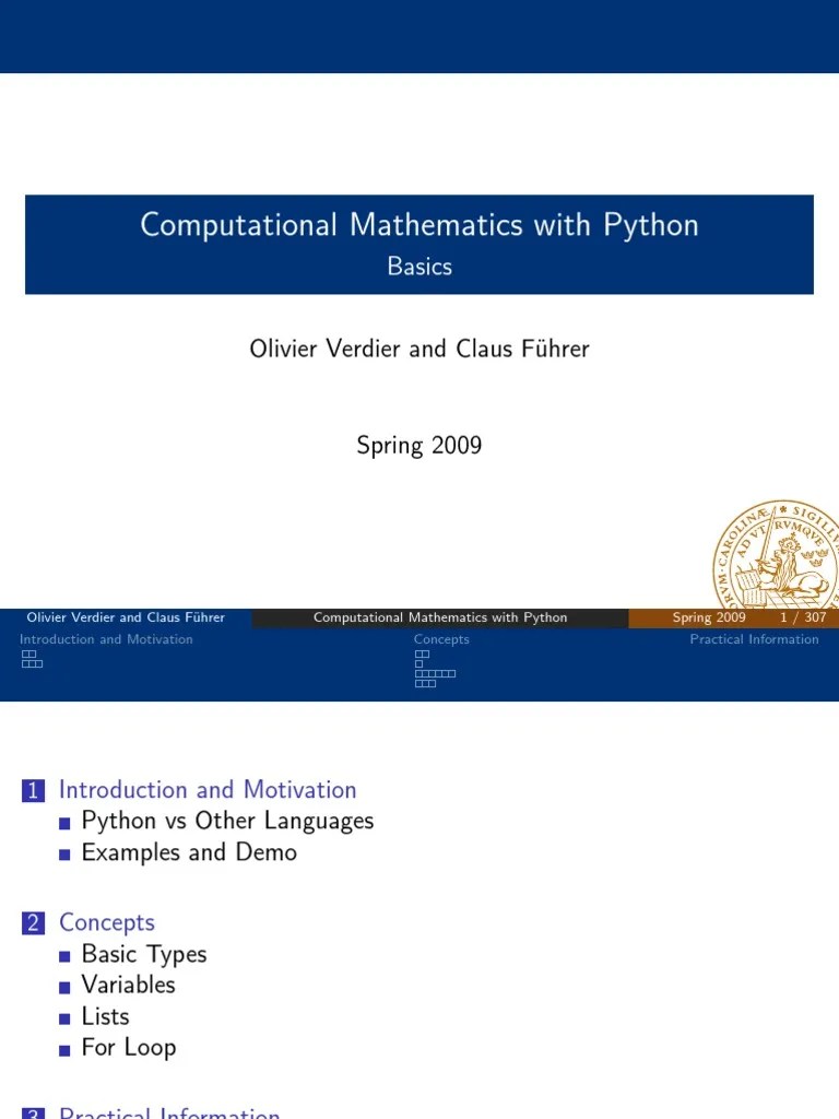 Computational Mathematics With Python (Lecture Notes) | PDF | Control ...