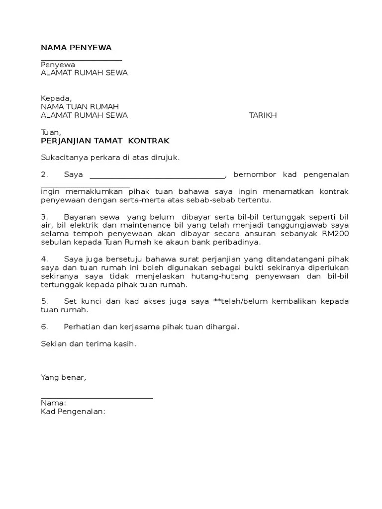 The collection that consisting of chosen picture and the best among others. Notis Tamat Kontrak Sewa Rumah Pdf