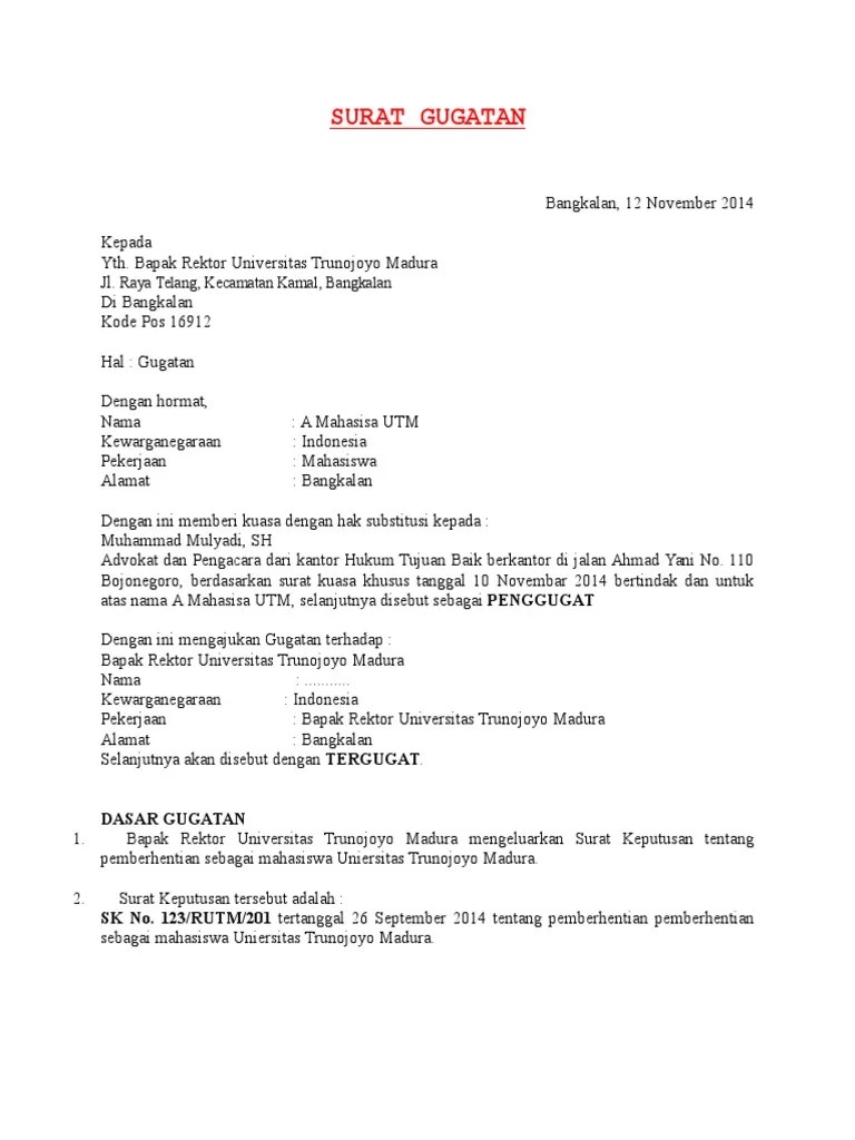 35 tahun 2017 tentang batas waktu pemberlakuan kurikulum pendidikan tinggi pada program studi di. Contoh Surat Gugatan Ptun Tentang Pemberhentian Mahasiswa Paint Colors