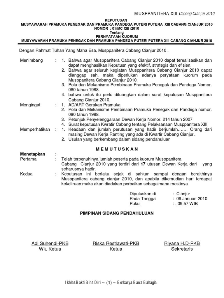 Hasil-Hasil Musppanitera Xiii Cianjur | PDF