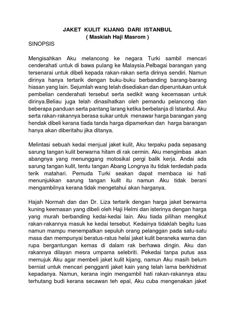 Sinopsis cerpen jaket kulit kijang dari istanbul. Sinopsis Jaket Kulit Kijang Dari Istanbul Braydencxt