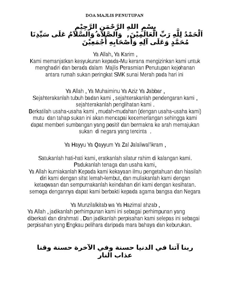 Ketika orang menyebut nama rasulullah saw; Doa Majlis Penutupan Pertandingan Pdf