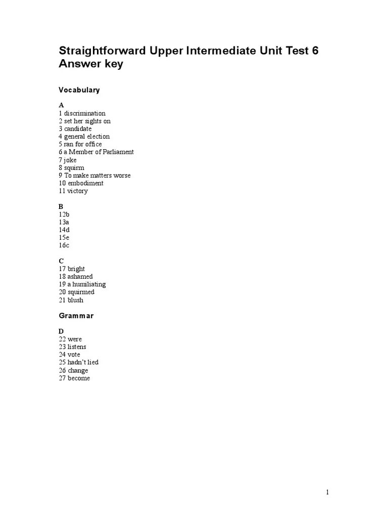 Unit 6 Test Key | PDF