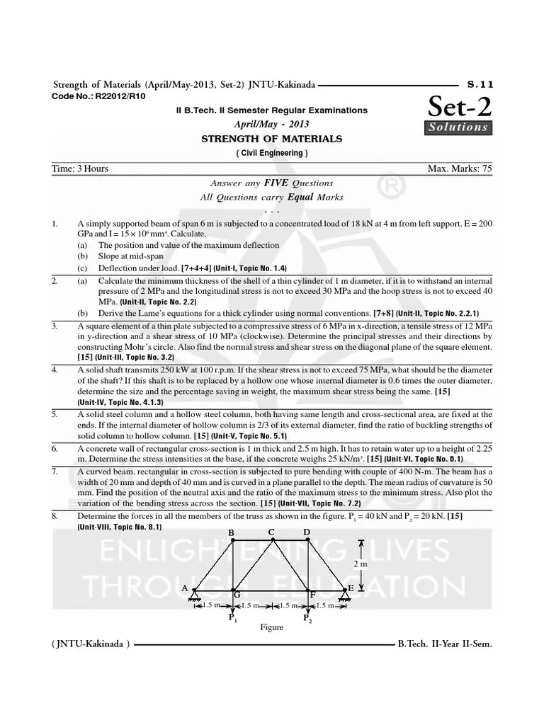 Strength Of Materials 2-2 Set-2 (K) | PDF | Bending | Beam (Structure)