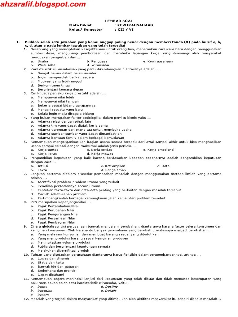 Contoh Soal Essay Prakarya Dan Kewirausahaan Cute766