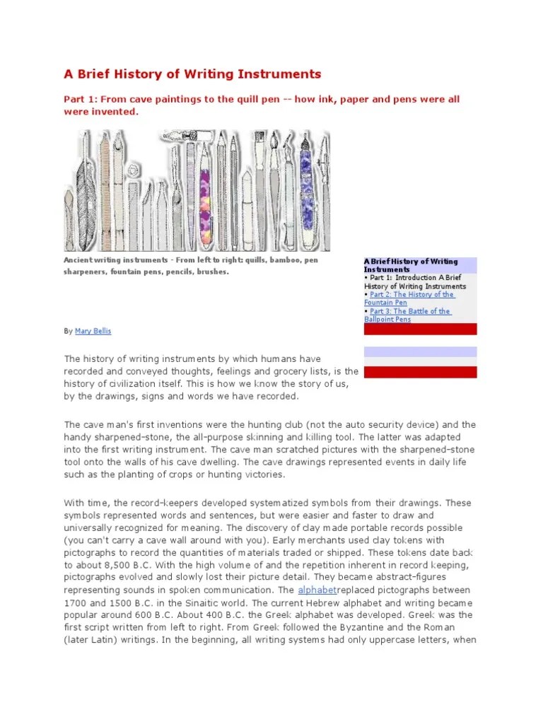 A Brief History Of Writing Instruments | PDF | Pen | Pencil