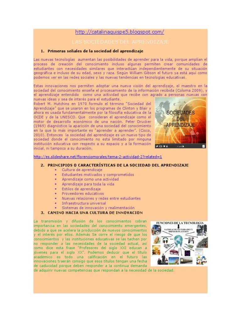 Las Sociedades Del Aprendizaje | PDF | Sociedad | Aprendizaje