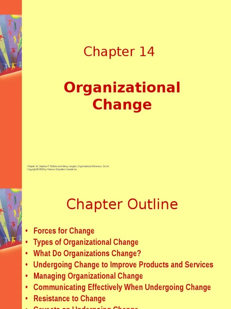 Organizational Change: Chapter 14, Stephen P. Robbins And Nancy Langton ...