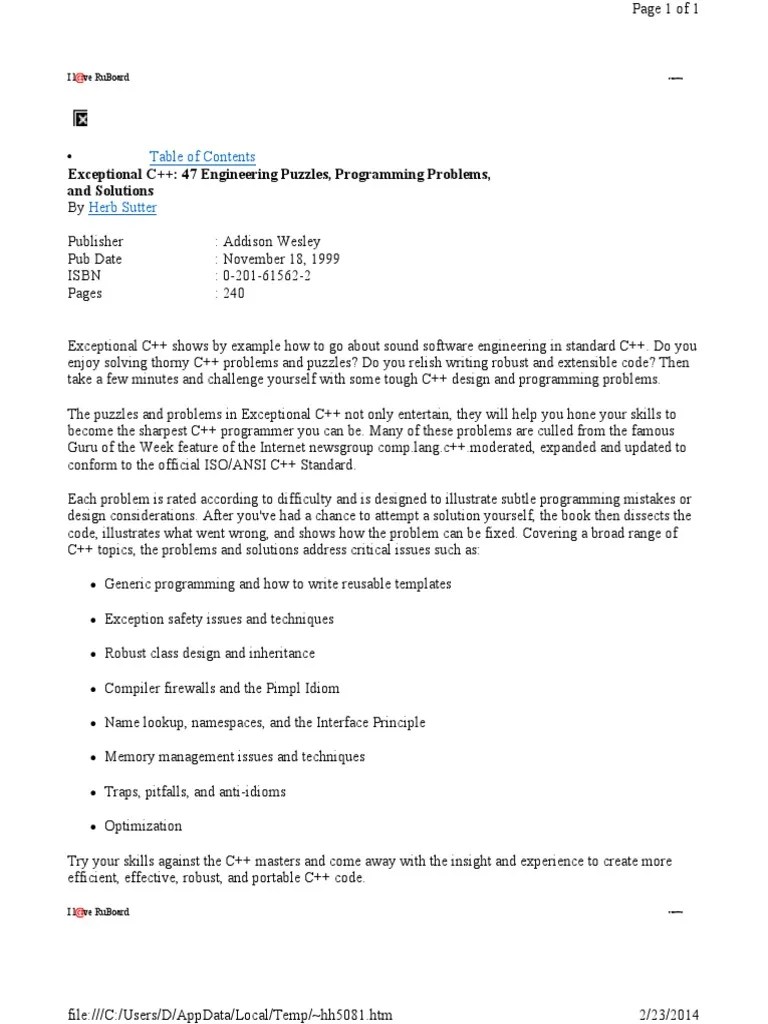 47 Engineering Puzzles, Programming Problems, And Solutions | PDF | C++ ...