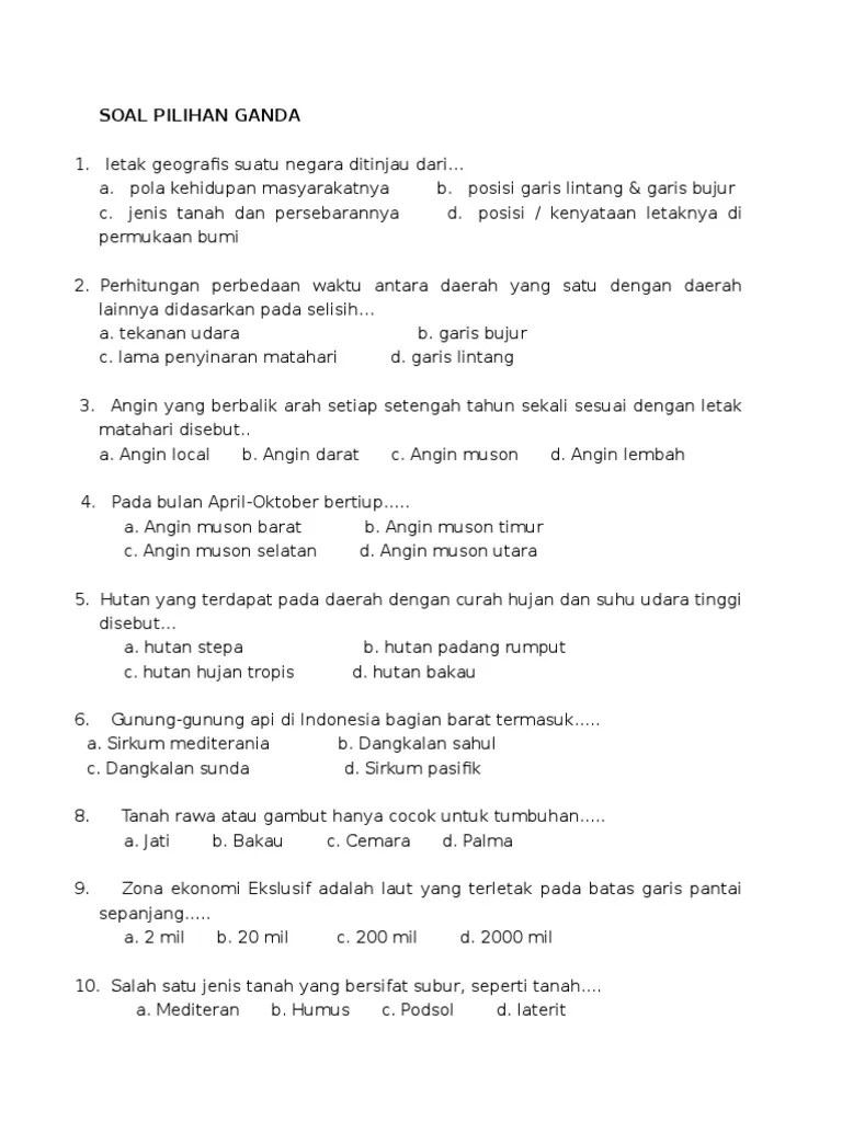 2, 3, dan 5 e. Soal Pilihan Ganda Pdf