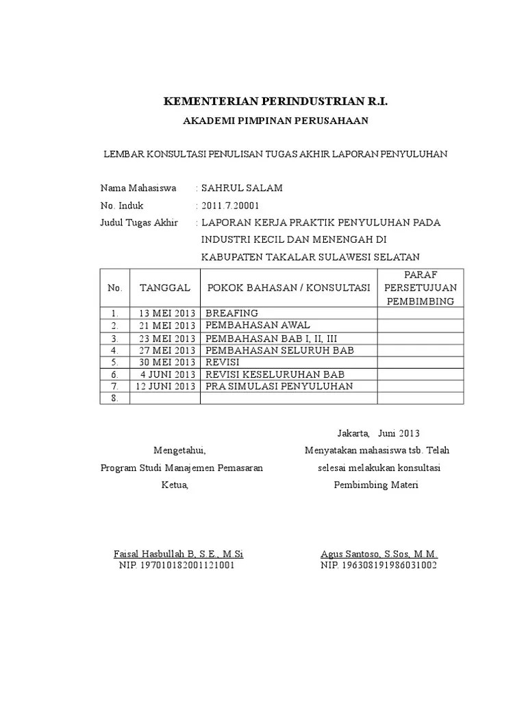 Lembar Konsultasi | PDF