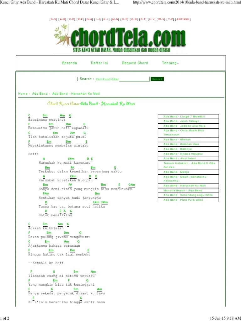 Kunci gitar ada band haruskah ku mati chord dasar kunci gitar lirik lagu c. Kunci Gitar Ada Band Haruskah Ku Mati Chord Dasar Kunci Gitar Lirik Lagu C Pdf