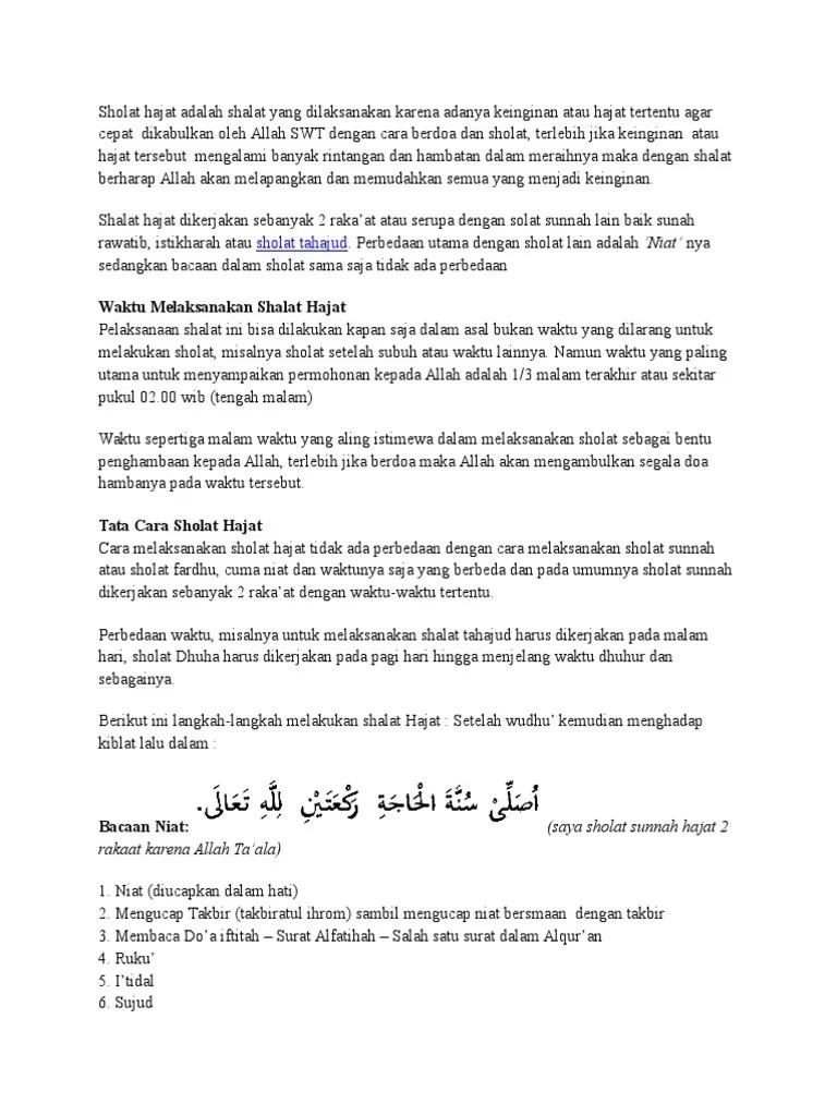 Kapan Waktu Sholat Hajat Dilaksanakan