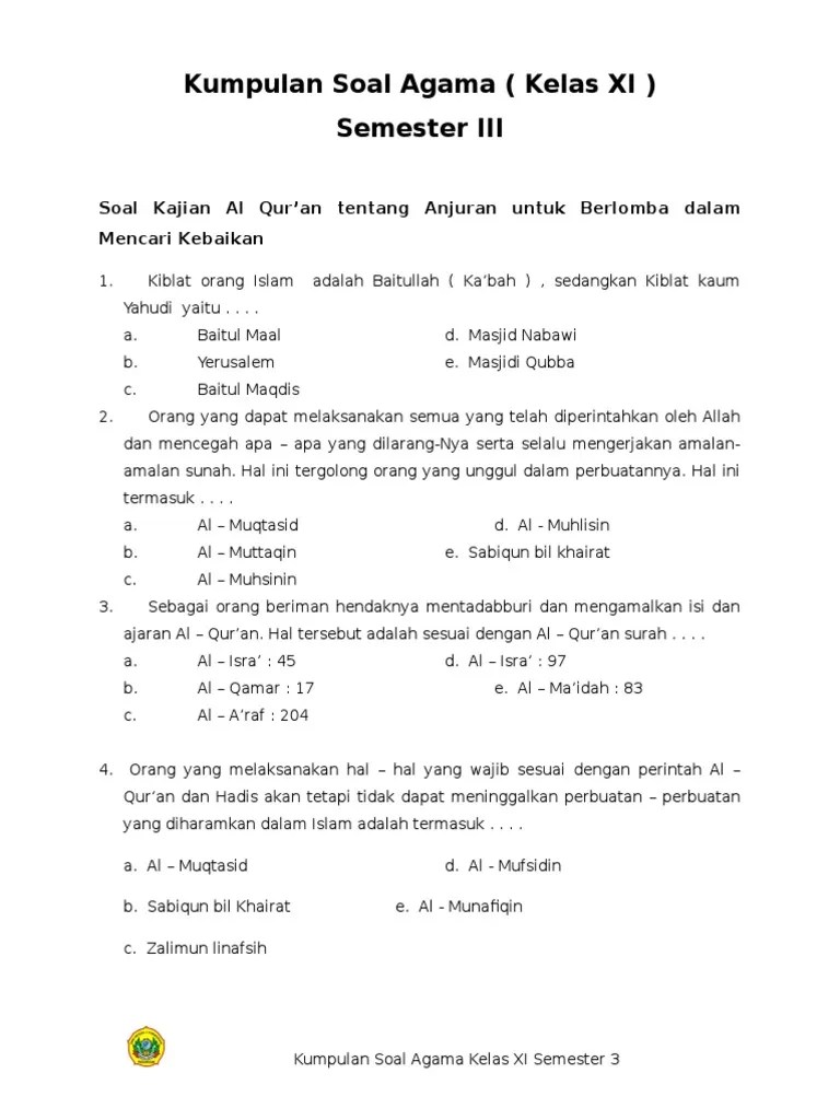 Soal Agama Kls Xi SMT 3 | PDF