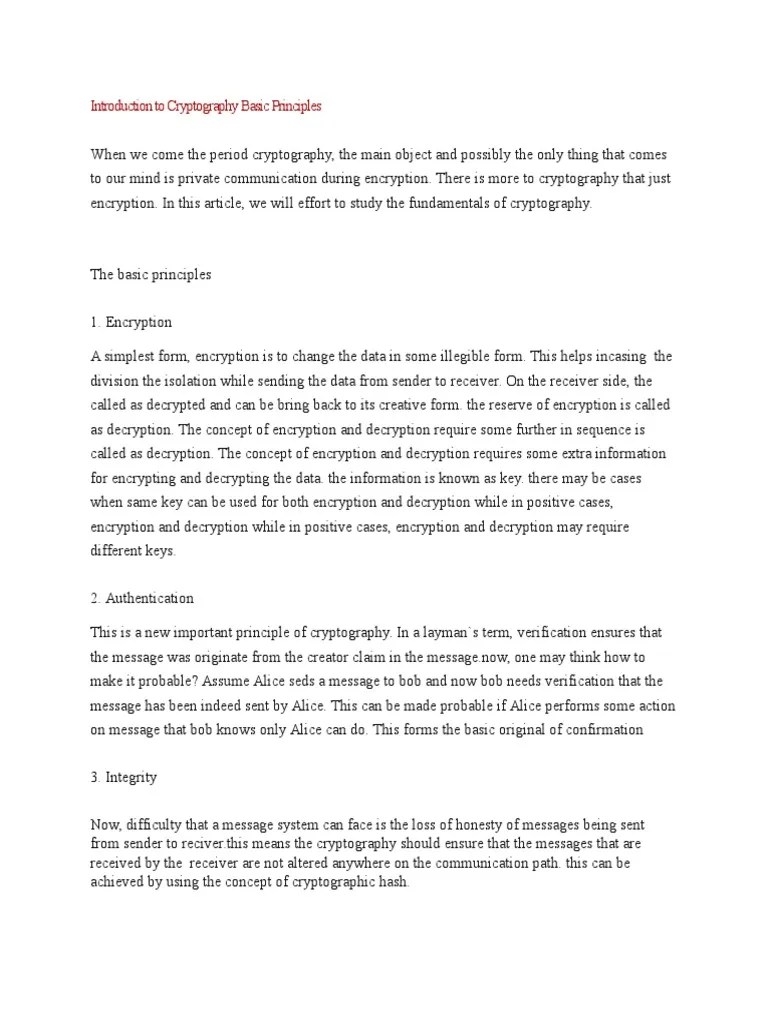 Introduction To Cryptography Basic Principles | PDF | Public Key ...