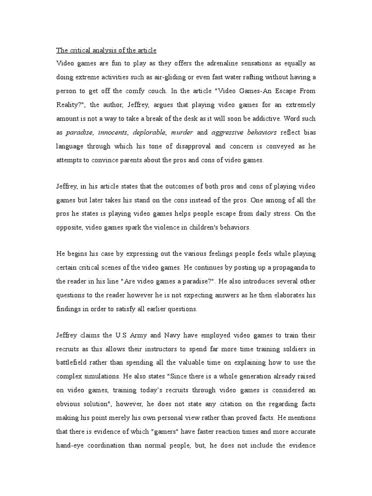 A similar trend is also observed in other countries. Elc 501 Pdf Argument Video Games