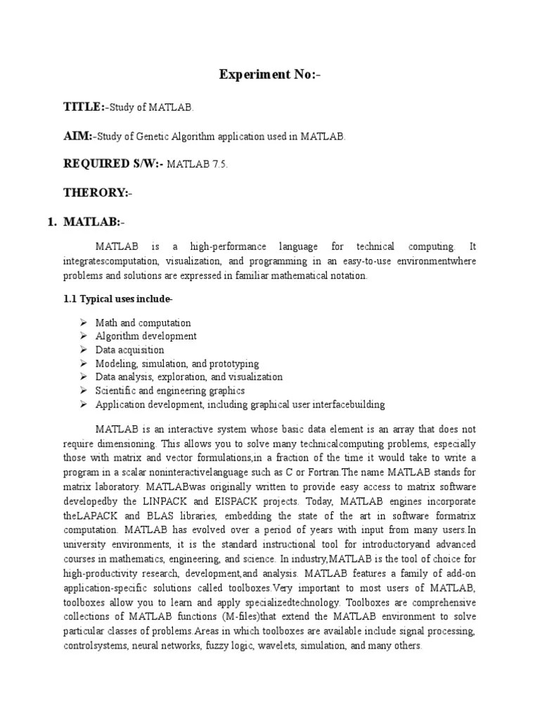 MATLAB | PDF | Genetic Algorithm | Matlab