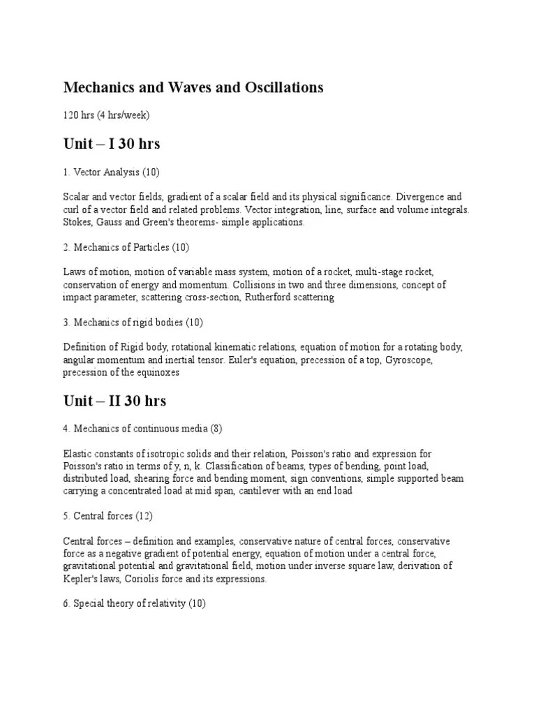 Mechanics And Waves And Oscillations | PDF | Equations Of Motion | Momentum