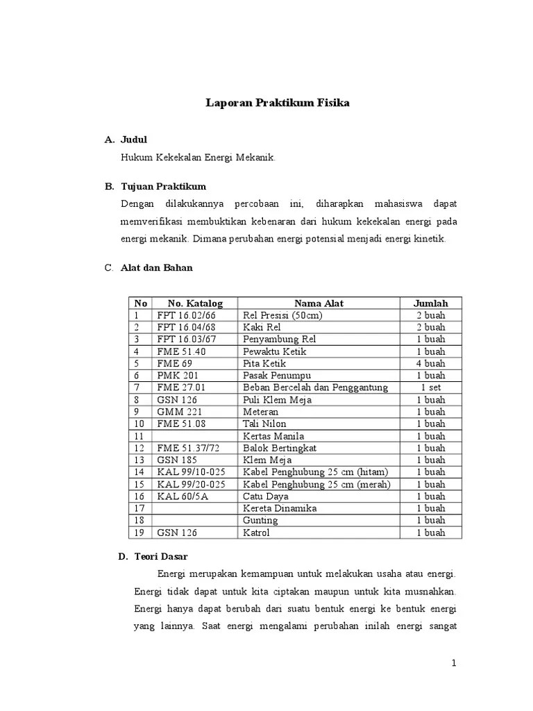 Baiklah kami ingin memberikan contoh penerapan soal c1 c2 c3 c4 c5 dan c6 yang terdiri dari 3 ranah yaitu ranah kognitif afektif dan . Laporan Praktikum Fisika Hukum Kekekalan Energi