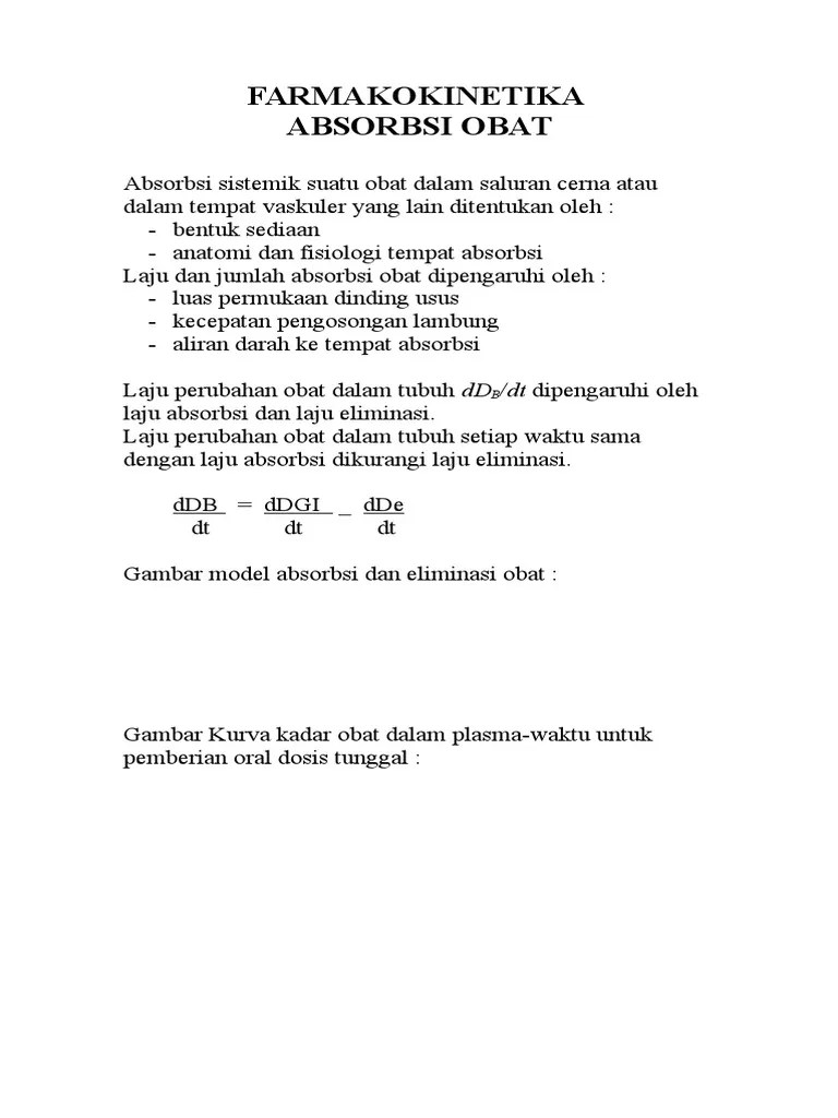 FARMAKOKINETIKA Absorbsi Obat | PDF