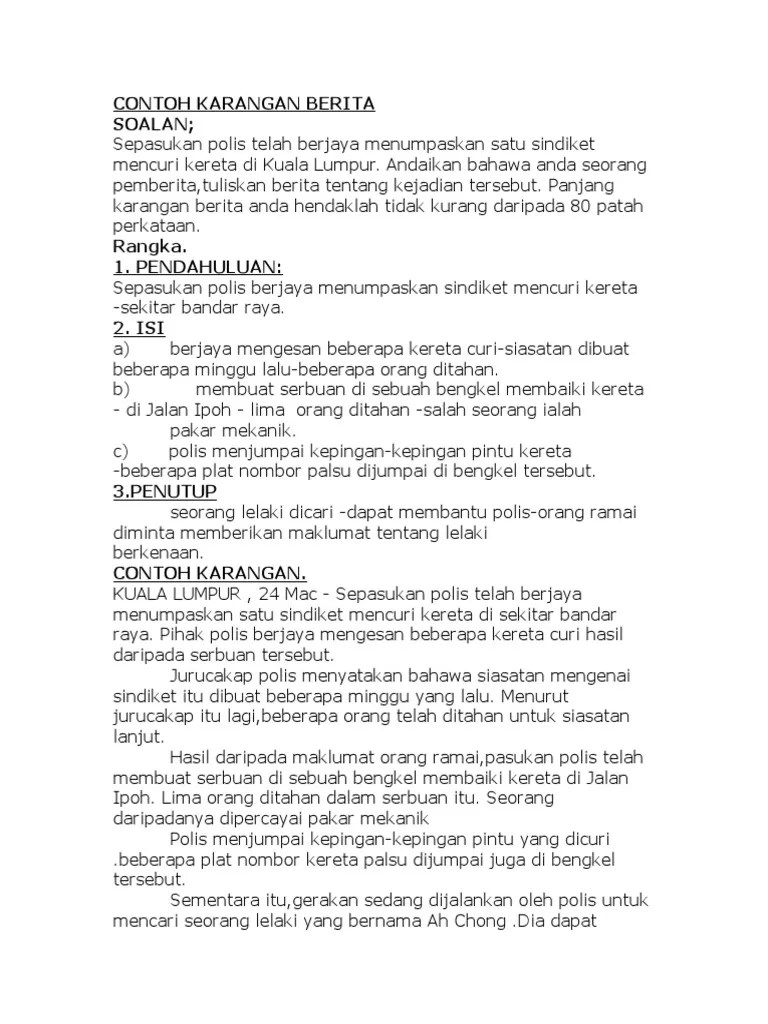 100 karangan contoh pmr dan spm by zaiton zaba issuu. Contoh Karangan Berita 1 Pdf