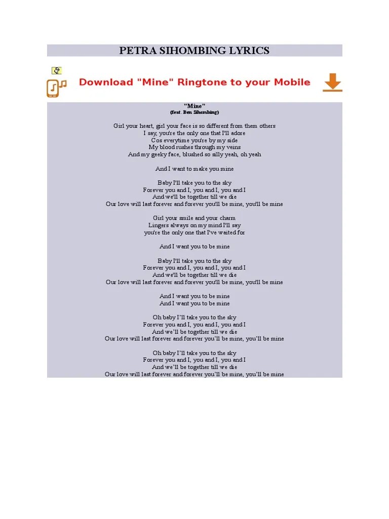 Wishing on every one that you'll be mine, mine. Petra Sihombing Lyrics Mine Pdf