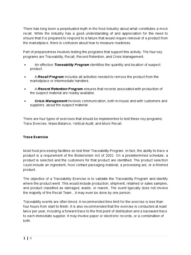 Pengertian Mock RECALL | PDF | Crisis Management | Warehouse