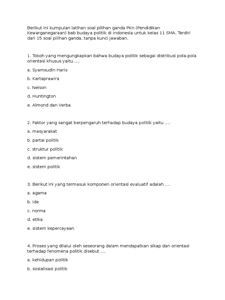 06.05.2018 · kumpulan soal matematika kelas 4 sd semester 1 ( ganjil ) dan kunci jawaban. Contoh Soal Pkn Kelas 10 Belajar