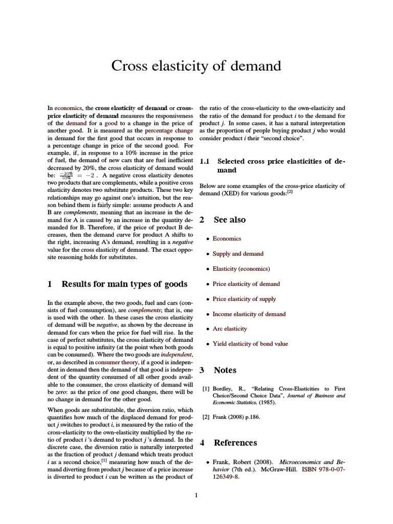 Cross Elasticity Of Demand PDF | PDF | Demand | Elasticity (Economics)