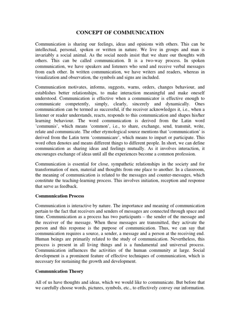Concept Of Communication PDF | PDF | Thought | Communication