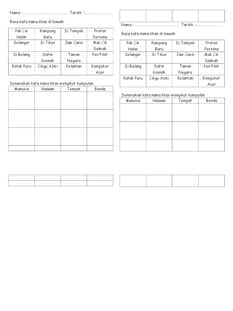 San mee · kata nama am & kata nama khas. Latihan Kata Nama Khas Tahun 1 Pdf