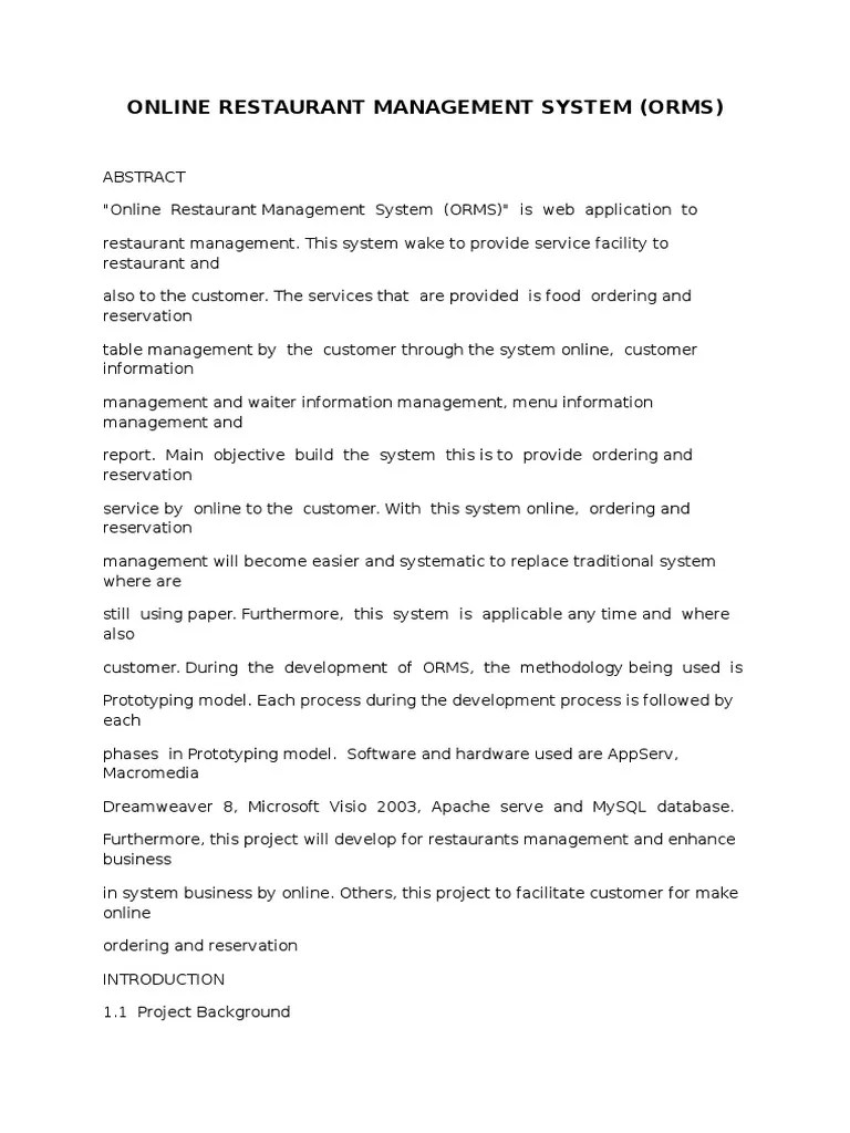 Online Restaurant Management System | PDF | Product Lifecycle | Databases