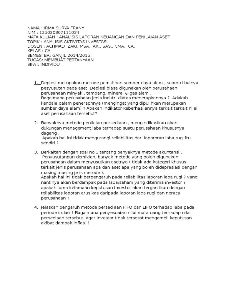 Contoh soal analisis laba… read more » Pertanyaan Alk Bab 4