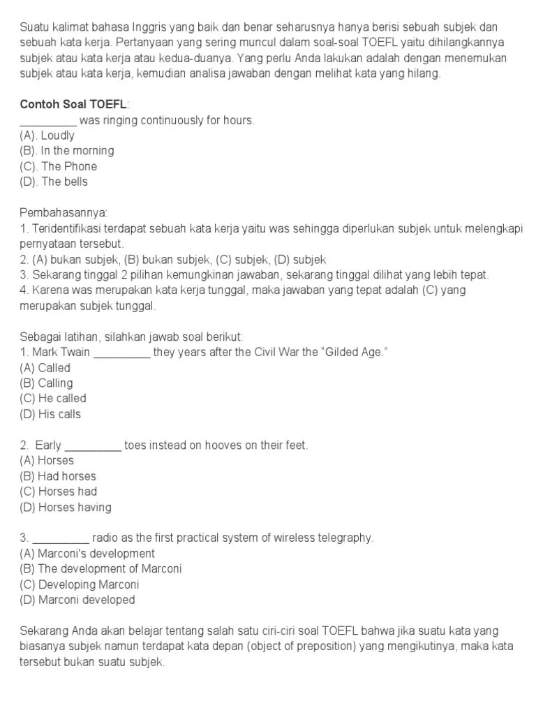 Soal Tes Masuk B Inggris Dan Jawaban Pdf Jawabanku Id Contoh Soal Tes Masuk.