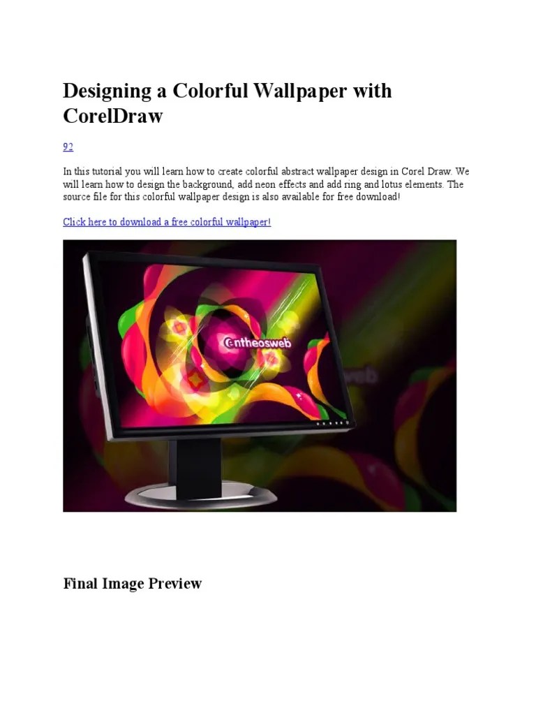 Designing A Colorful Wallpaper With CorelDraw | PDF | Graphic Design ...