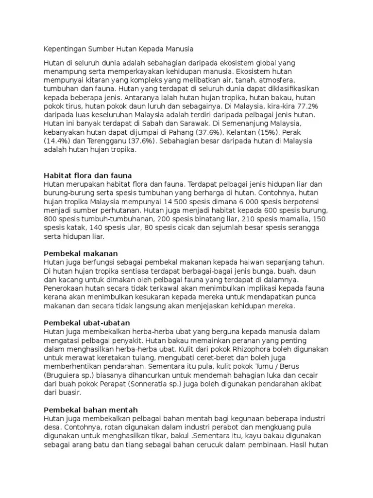 Pembiakan hidupan laut hutan paya air masin memelihara kawasan pinggir laut . Kepentingan Sumber Hutan Kepada Manusia Pdf