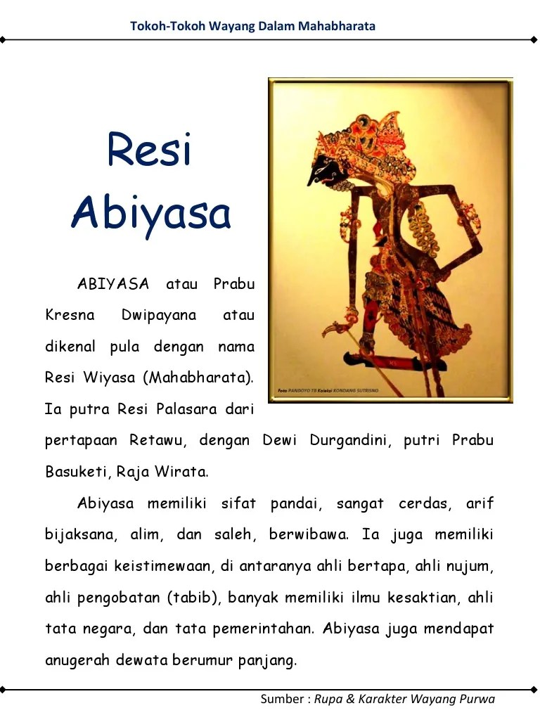Wayang Mahabharata Abiyasa | PDF