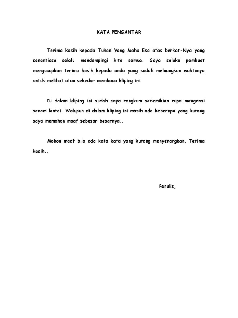 Kata pengantar kliping olahraga (penjaskes); Kliping Penjas Doc