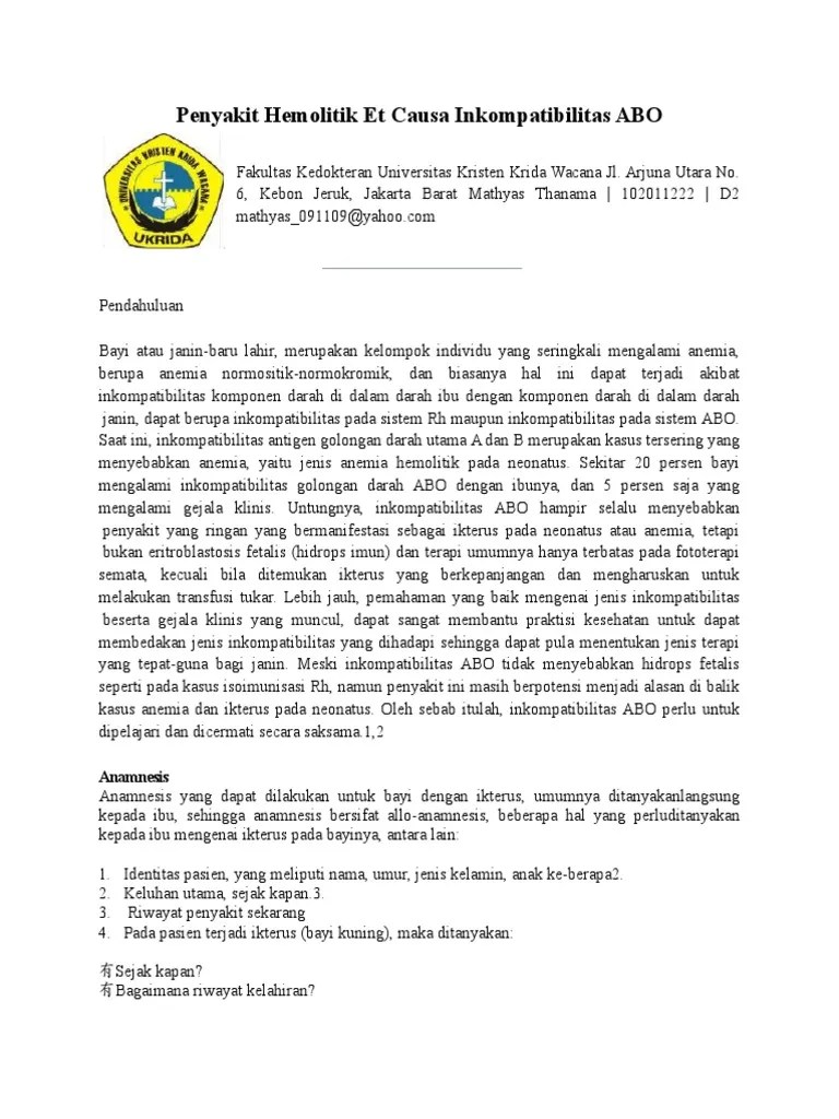 Penyakit Hemolitik Et Causa Inkompatibilitas ABO | PDF
