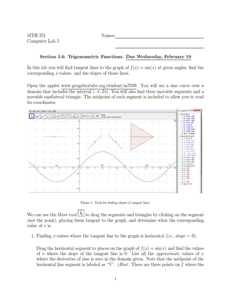 Computer Lab #5 | Download Free PDF | Trigonometric Functions | Sine