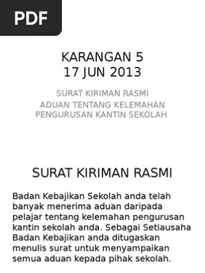 Surat pemberitahuan pembayaran buku lab pratikum sekolah tinggi. Penulisan Surat Kiriman