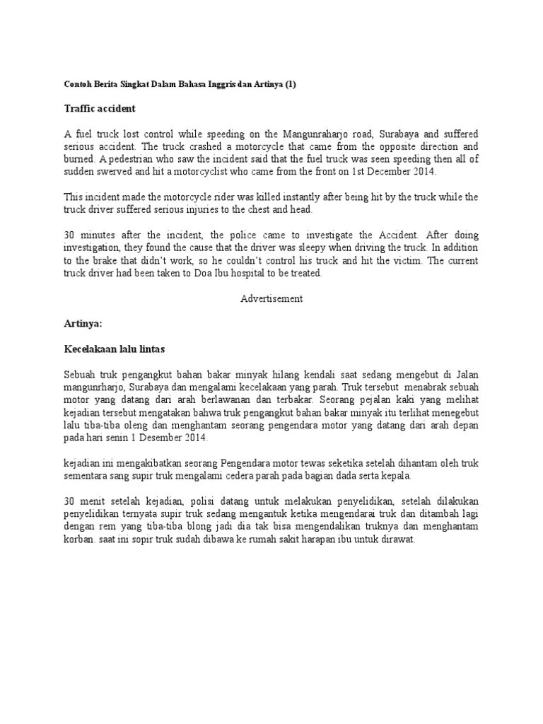 Contoh Teks Laporan Dalam Bahasa Inggris Nusagates Contoh Teks Berita Bahasa Inggris Singkat tentang Banjir.