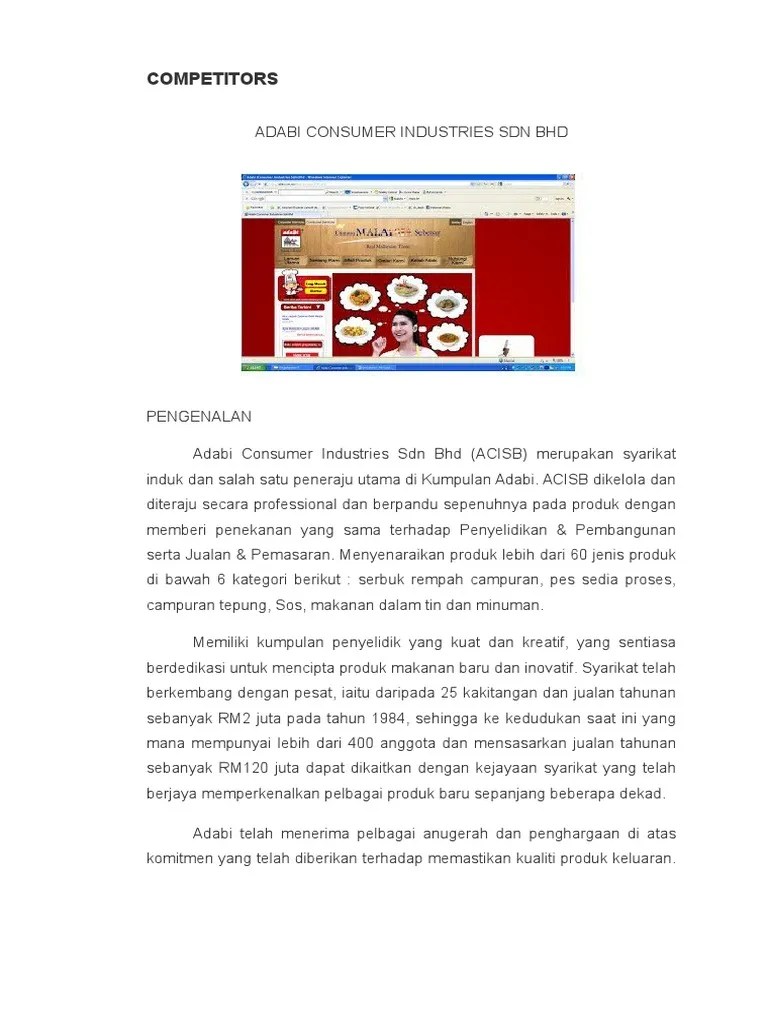 S z enterprise carta organisasi syarikat from 2.bp kementerian pertanian dan industri makanan. Adabi Consumer Industries Sdn Bhd Pdf
