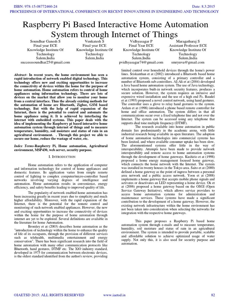 Raspberry Pi Based Interactive Home Automation | PDF | Raspberry Pi ...