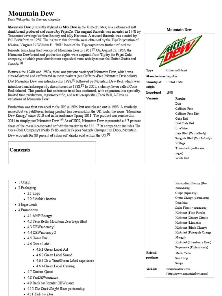 Mountain Dew History | PDF | Drink | Beverages