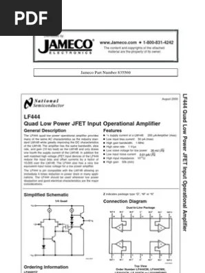 Lf444cn Datasheet Pdf Amplifier Operational Amplifier
