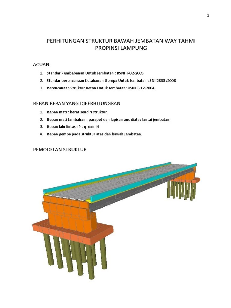 Perhitungan Struktur Bawah Jembatan Way Tahmi - 3 | PDF